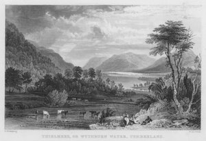 Thirlmere, o Wythburn Water, Cumberland (incisione) da Thomas (after) Allom