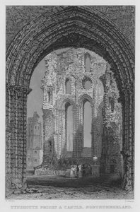 Priorato e Castello di Tynemouth, Northumberland da Thomas (after) Allom