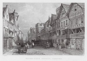 Water-Gate Street, Chester (incisione) da Thomas (after) Allom