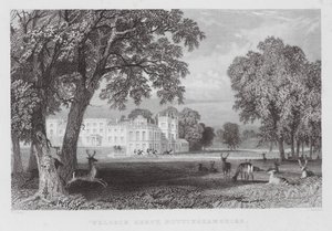 Abbazia di Welbeck, Nottinghamshire (incisione) da Thomas (after) Allom