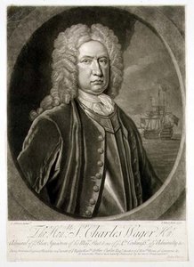 Ritratto di Sir Charles Wager, ammiraglio della Blue Squadron, inciso da John Faber 1732 da Thomas (after) Gibson