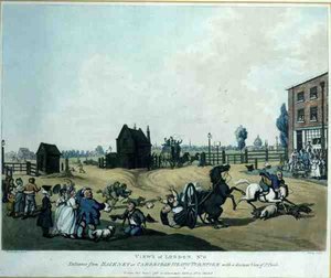Vedute di Londra, n. 6: Ingresso da Hackney o Cambridge Heath Turnpike con una vista lontana di St. Paul