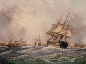 Nave da Guerra Britannica al Largo di Portsmouth