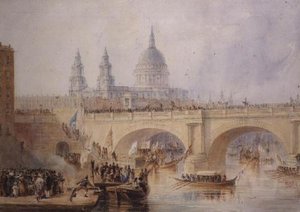 Sbarco del sindaco a Blackfriars Bridge, c.1830 da Thomas Allom