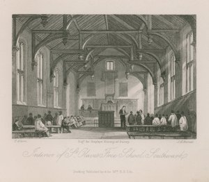 Interno della scuola gratuita di St Olave da Thomas Allom