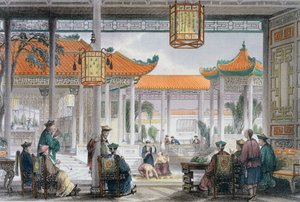 Giocolieri che si esibiscono nella corte del palazzo di un mandarino, Cina da Thomas Allom