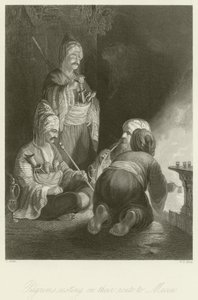 Pellegrini che riposano sulla strada per La Mecca da Thomas Allom