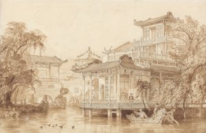 La casa di un mercante cinese vicino a Canton da Thomas Allom