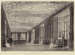 La lunga galleria, Haddon Hall, Derbyshire da Thomas Allom