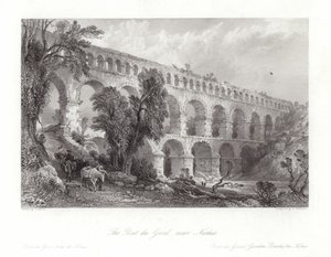 Il Pont du Gard, vicino a Nîmes da Thomas Allom