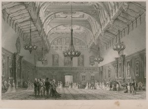La Galleria di Waterloo, Buckingham Palace. Pubblicato 1840 da Thomas Allom
