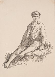 Specimens of Polyautography: Ragazzo seduto su una sponda erbosa da Thomas Barker