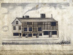 Vecchia casa su Hanging Ditch, Manchester, 1819