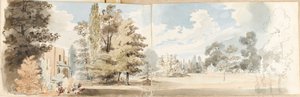 La casa e i giardini a Merton da sud-est da Thomas Baxter
