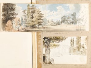 La casa e i giardini a Merton da sud-est da Thomas Baxter