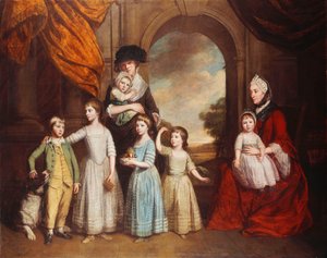 Ritratto di Gruppo dei Bambini Craven, a Figura Intera, Davanti a un Arco con un Paesaggio sullo Sfondo, 1776 da Thomas Beach