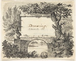 Vignetta con alberi e ponte da Thomas Bewick