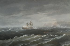 Naufragio vicino a una costa rocciosa da Thomas Birch