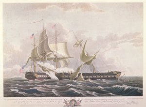 La battaglia tra la USS Constitution e la HMS Guerriere da Thomas Birch