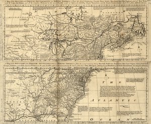 Mappa degli insediamenti britannici e francesi in Nord America LOC 2003623385