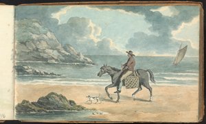 Album di studi di paesaggi e figure: uomo a cavallo sulla spiaggia da Thomas Bradshaw