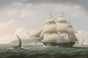 La nave Dunira della Honourable East India Company che passa davanti alla baia di Funchal, sull