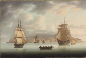Rada di Funchal, H.M.S. Blenheim con Greyhound e Harrier in partenza da Thomas Butterworth