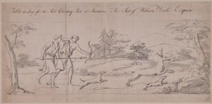 Due figure in costume classico che cacciano un cervo da Thomas Carter