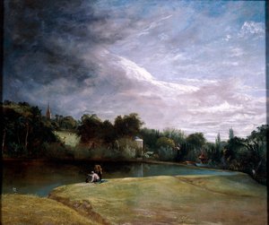 Ragazzi che pescano in un serbatoio vicino a Hampstead da Thomas Christopher Hofland