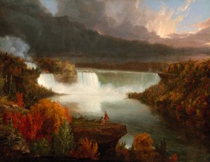 Vista lontana delle cascate del Niagara