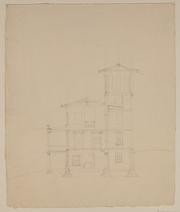 Disegno della villa proposta a Catskill, c.1801-48 da Thomas Cole