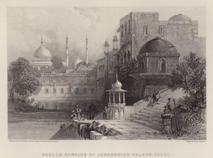 Baoli e Resti del Palazzo di Jehanghir, Delhi (litografia a colori) da Thomas Colman (after) Dibdin
