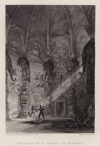 Interno di un Tempio a Benares (litografia a colori)