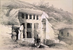Kannari, Esterno della Grande Grotta Chaitya, 1845 da Thomas Colman Dibdin