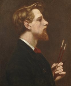 Autoritratto con due pennelli quadrati, c.1880