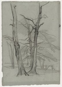 Studio paesaggistico con alberi, c. 1870-1875 da Thomas Couture