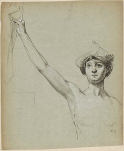 Figura nuda con drappeggio, studio di modella da Thomas Couture