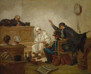 Pierrot in tribunale penale, c.1864-70 da Thomas Couture
