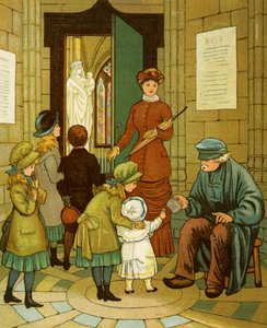 Mendicante alle porte della chiesa