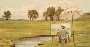 Vita domestica: bambino che dipinge nei terreni della tenuta da Thomas Crane