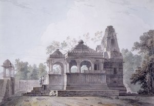 Tempio indù nel forte di Rohtas, Bihar da Thomas Daniell