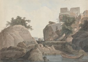 Roccia del Fakir a Sultanganj, sul Fiume Gange da Thomas Daniell