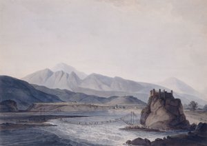 Il ponte di corda, Srinagar, Garhwal, Uttar Pradesh da Thomas Daniell