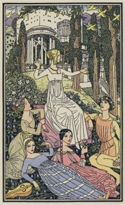 Illustrazione per Il Decamerone di Boccaccio (litografia a colori)