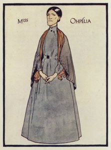 Miss Ophelia, un personaggio de La capanna dello zio Tom (litografia a colori)