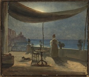 Una terrazza ad Amalfi al chiaro di luna