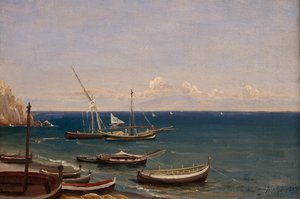 Barche sulla spiaggia di Amalfi da Thomas Fearnley