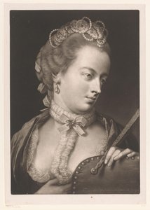 Donna con colletto di pizzo, diadema e ventaglio da Thomas Frye