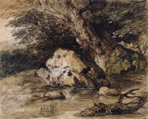 Paesaggio collinare con figure che si avvicinano a un ponte, c.1763 da Thomas Gainsborough