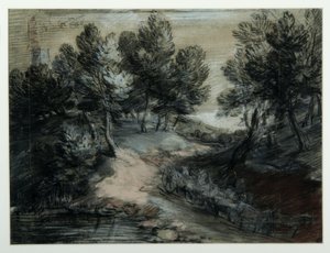 Un carro di legno su una strada forestale, 1775-80